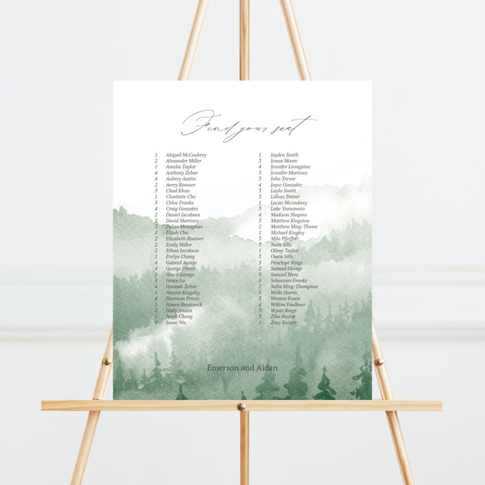 "Over the mountains" - Seating Chart in Fern by Helen Halik - Front