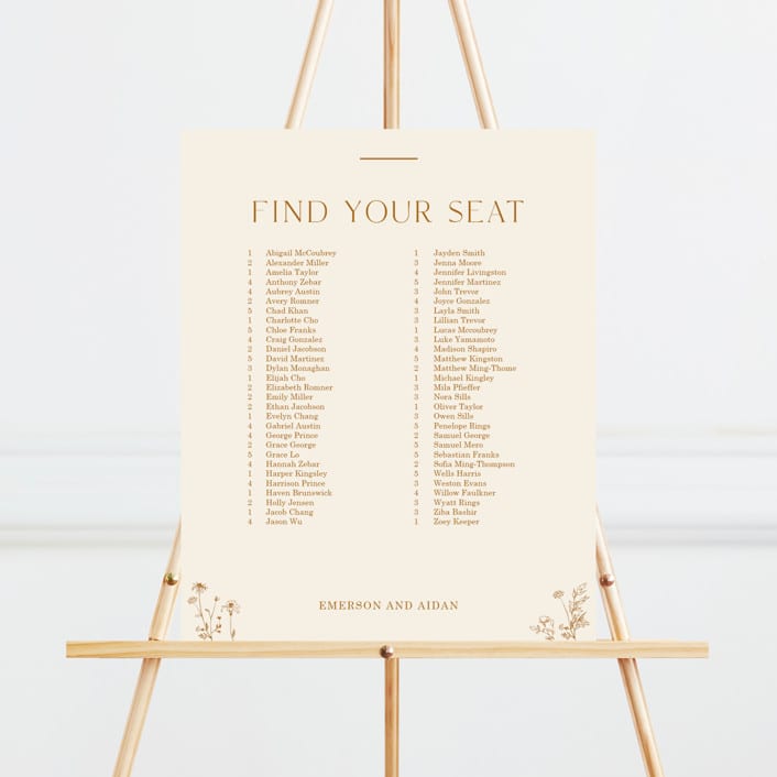 "Floral Type Arch" - Seating Chart in Cream by Baumbirdy - Front