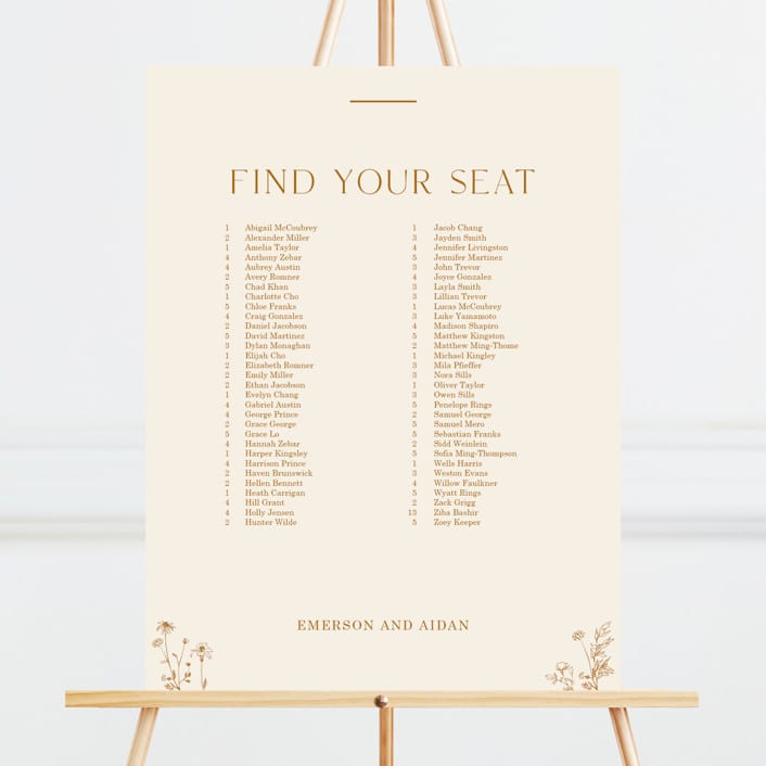 "Floral Type Arch" - Seating Chart in Cream by Baumbirdy - Front