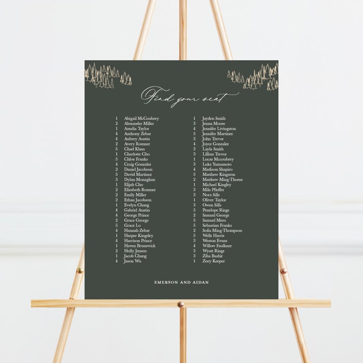 "Peaks" - Seating Chart in Hunter by Sarah Brown - Front