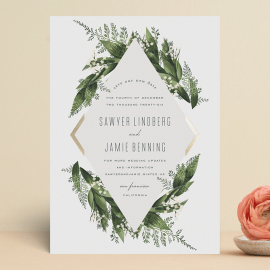 "Diamante" - Save the Dates in Forest by Leah Bisch - Front
