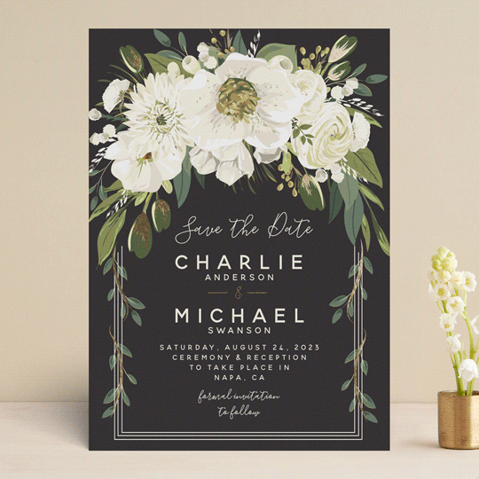 "Garden Blooms" - Save the Dates in Ivory by Susan Moyal - Front