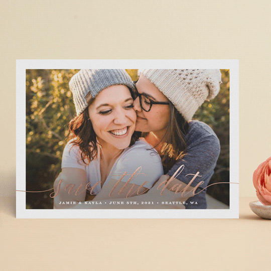 "Modern Script" - Save the Dates in Snow by Hooray Creative - Front