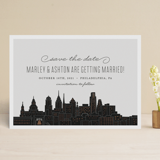 "Big City - Philadelphia" - Save the Dates in Light Taupe by Hooray Creative - Front