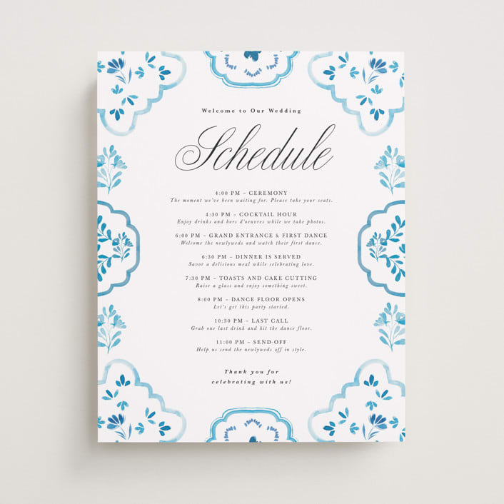 "Almafi" - Schedule Signs in Cerulean by Itsy Belle Studio - Front