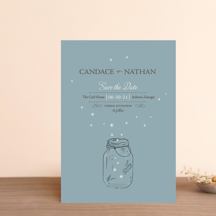 "Fireflies" - Save the Dates in Cornflower by Paige Rothhaar - Front