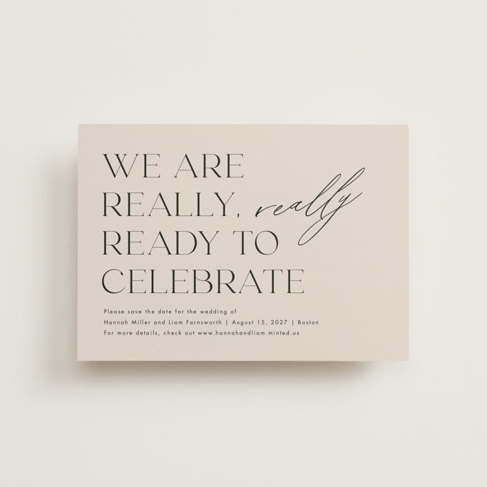 "Really Really Ready" - Save the Dates in Blush by Amy Payne - Front
