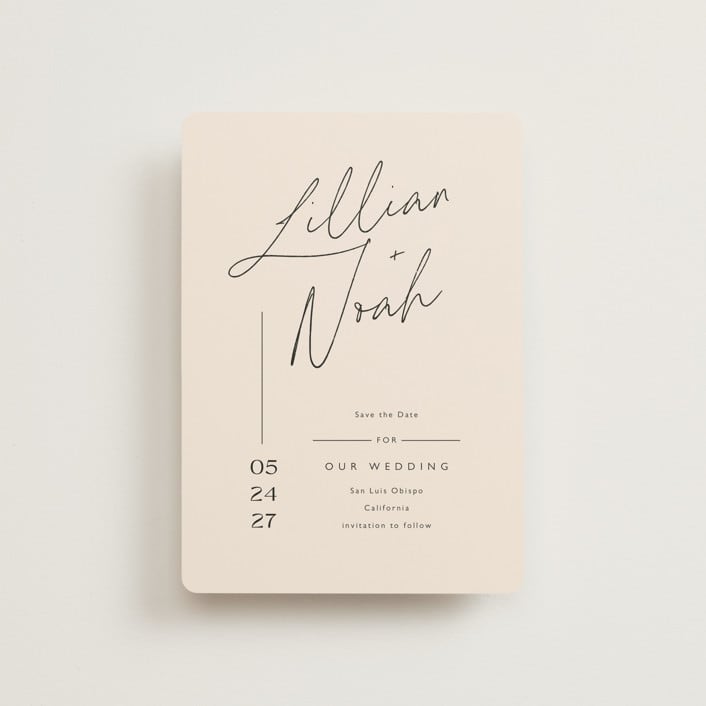 "Modern Aligned" - Save the Dates in Creampuff by Carolyn MacLaren - Front