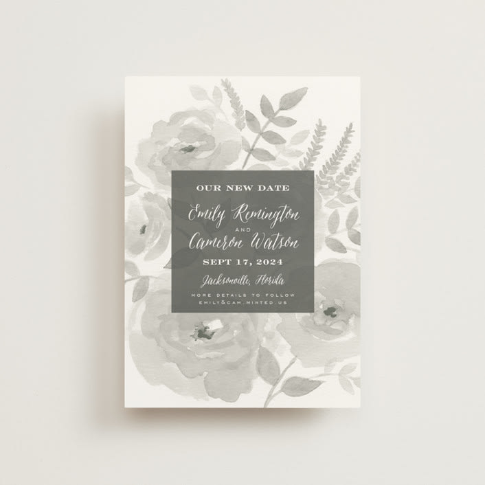 "Watercolor Floral" - Save the Dates in Fog by Jill Means - Front