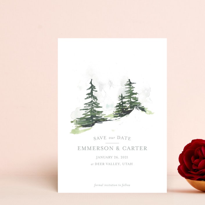 "On the Slopes" - Save the Dates in Fog by Mere Paper - Front