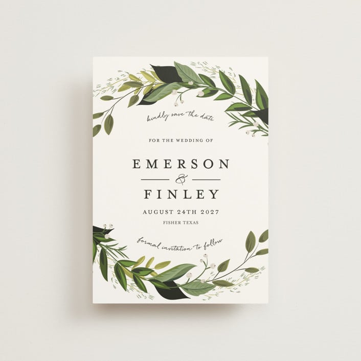 "Vines of Green" - Save the Dates in Fern by Susan Moyal - Front