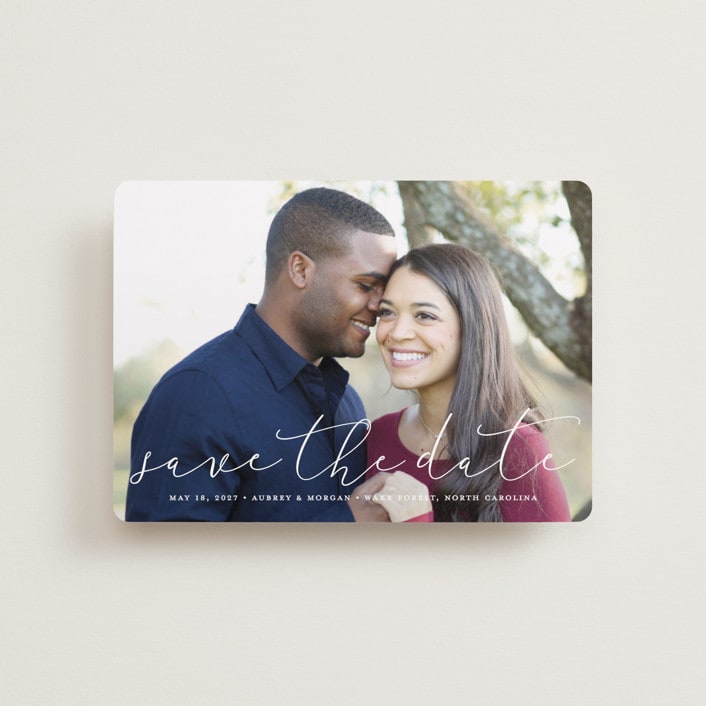 "Etched in love" - Save the Dates in Cloud by Stacey Meacham - Front