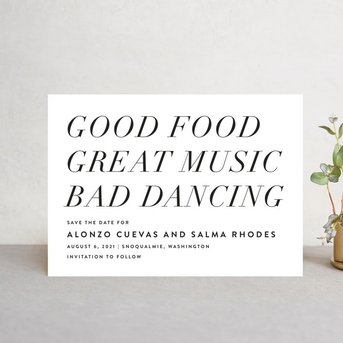 "Bad Dancing" - Save the Dates in Dove by Amy Payne - Front