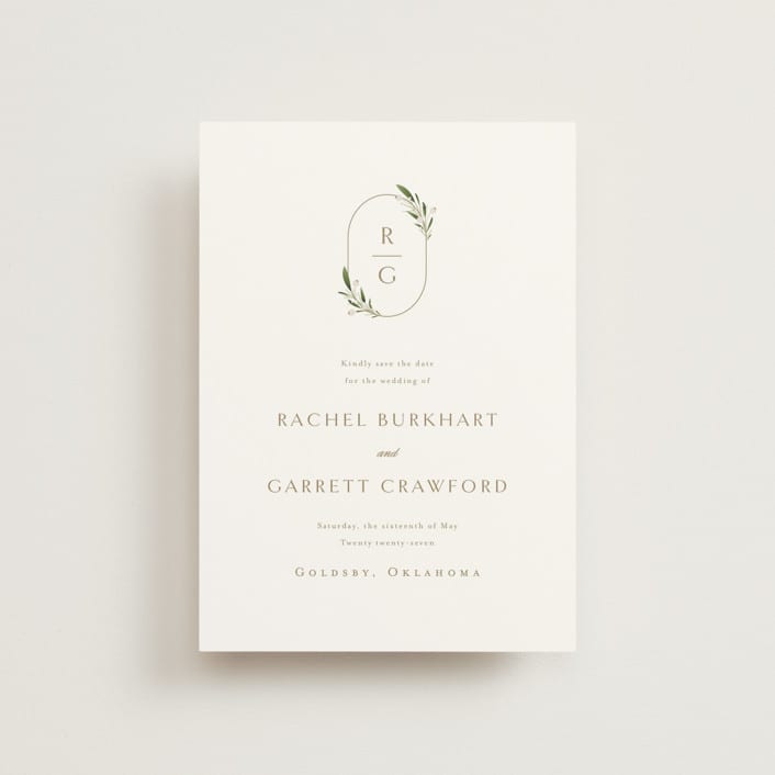 "Soft Sprigs" - Save the Dates in Champagne by Jennifer Postorino - Front