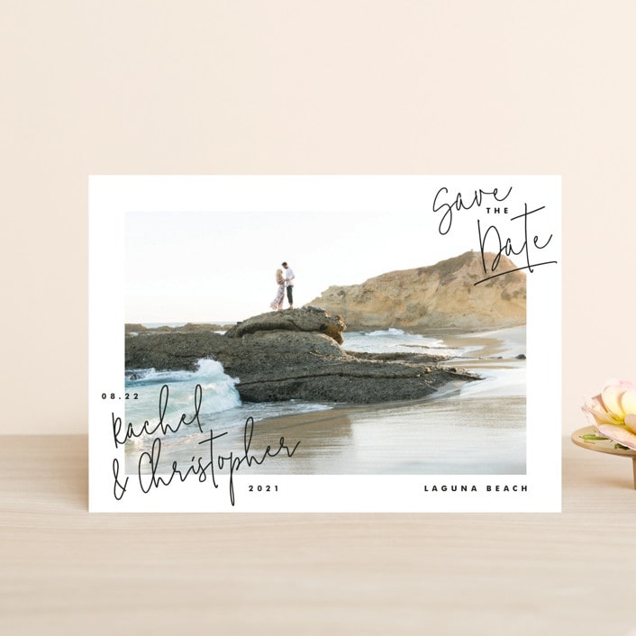 "hand-written" - Save the Dates in Ebony by Lindsay Stetson Thompson - Front