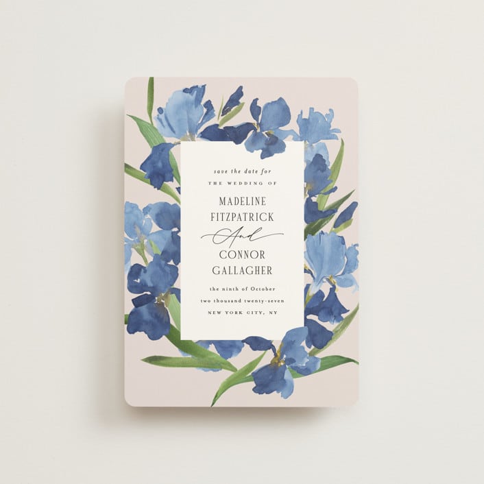 "Irises" - Save the Dates in Natural by Everett Paper Goods - Front