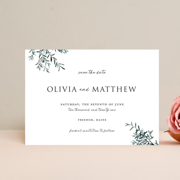 "Fresh Sage" - Save the Dates in Olive by Christie Kelly - Front