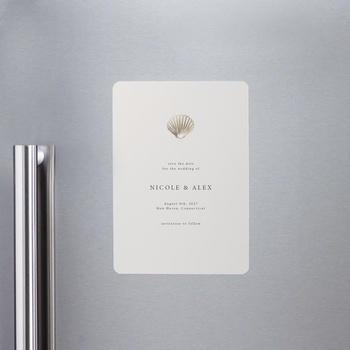 "Simple Seashell" - Save the Dates in Sand by Hannah Bowman - Front