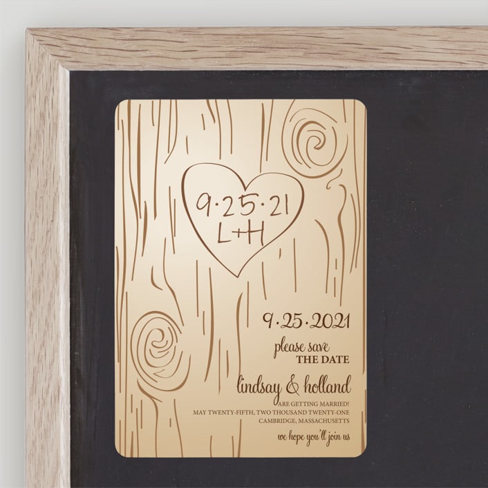 "Fall Carving" - Save the Dates in Woodgrain by Amanda Joy - Front