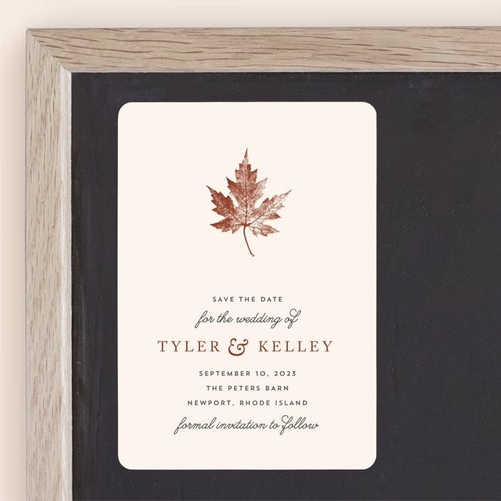 "Leaf Print" - Save the Dates in Mocha by Katharine Watson - Front
