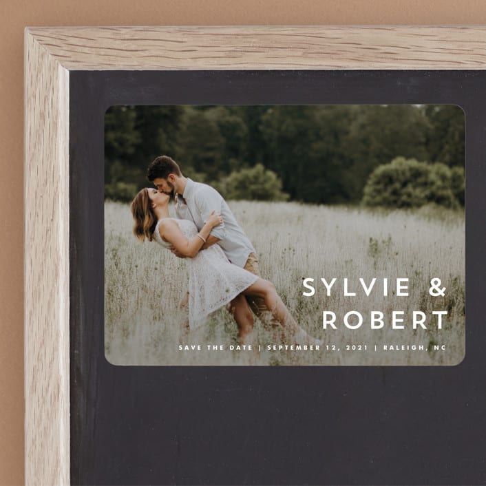 "Modern offset" - Save the Dates in Cream by Stacey Meacham - Front