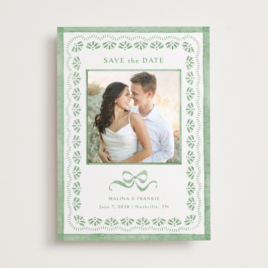 "Charming" - Save the Date Photo Mount Cards in Meadow by Melanie Kosuge - Front