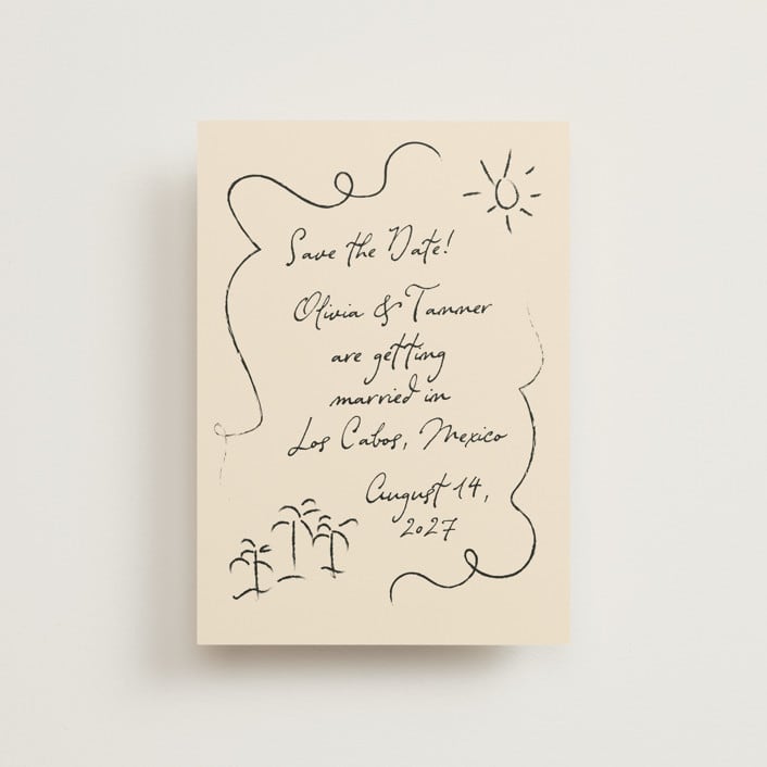 "Sunny Love" - Save the Dates in Sand by Ashley Iwafuchi - Front