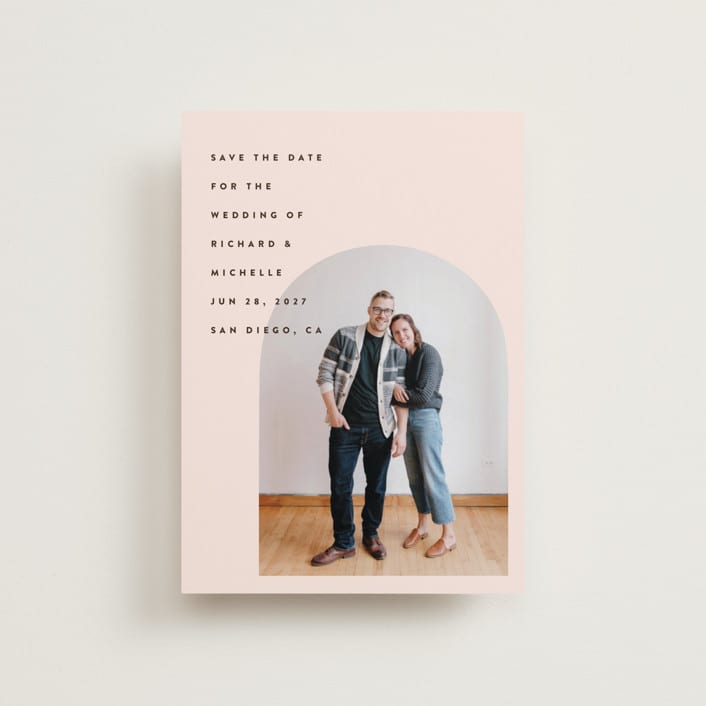 "Minimalist Pop" - Save the Dates in Blush by Katie Zimpel - Front
