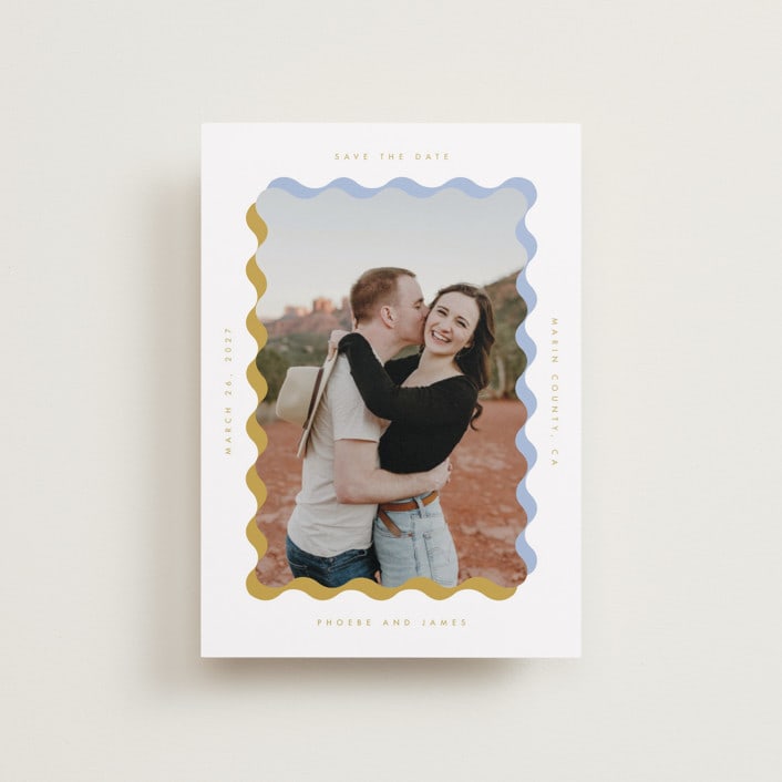 "wavy frame" - Save the Dates in Aqua by Baumbirdy - Front