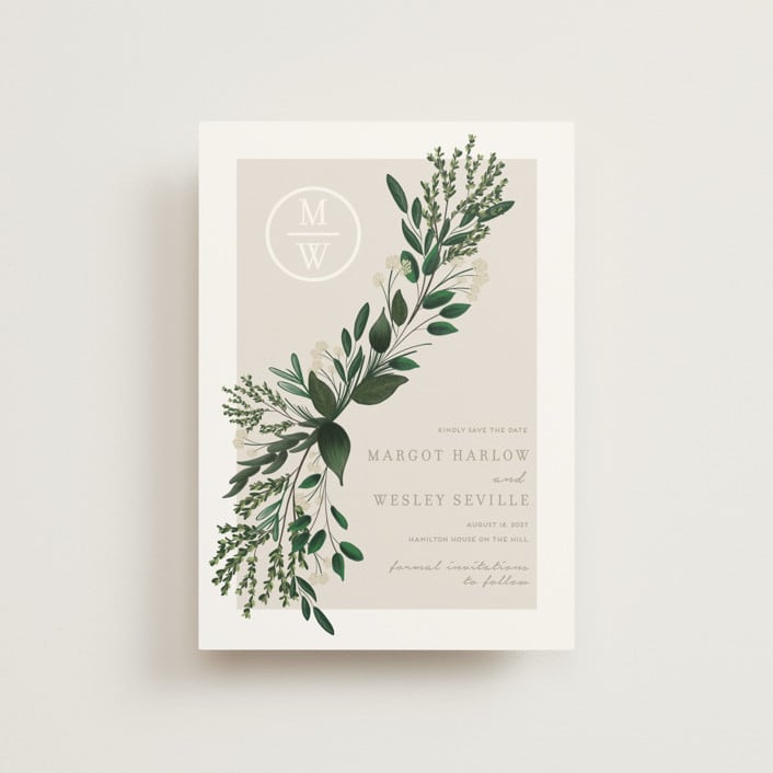 "Watermark" - Save the Dates in Taupe by Kaydi Bishop - Front