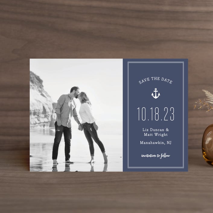 "Down by the Sea" - Save the Dates in Marine by Sandra Picco Design - Front