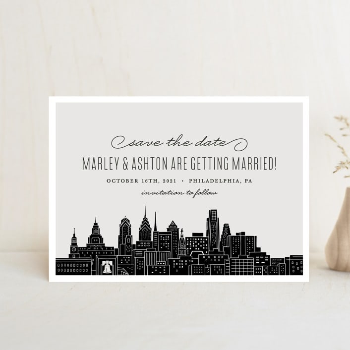 "Big City - Philadelphia" - Save the Dates in Light Taupe by Hooray Creative - Front