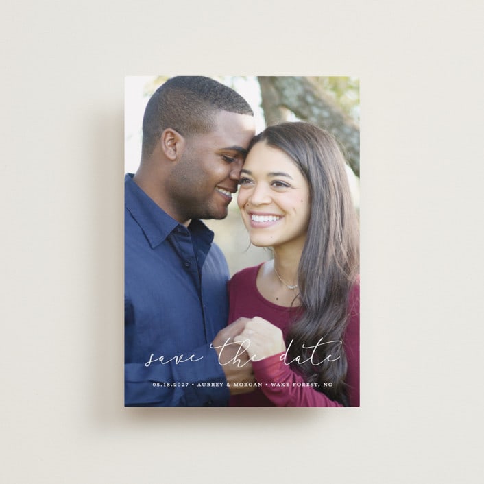 "Etched in love" - Save the Dates in Cloud by Stacey Meacham - Front