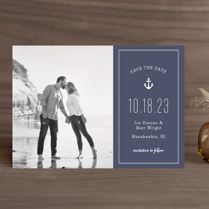 "Down by the Sea" - Save the Dates in Marine by Sandra Picco Design - Front