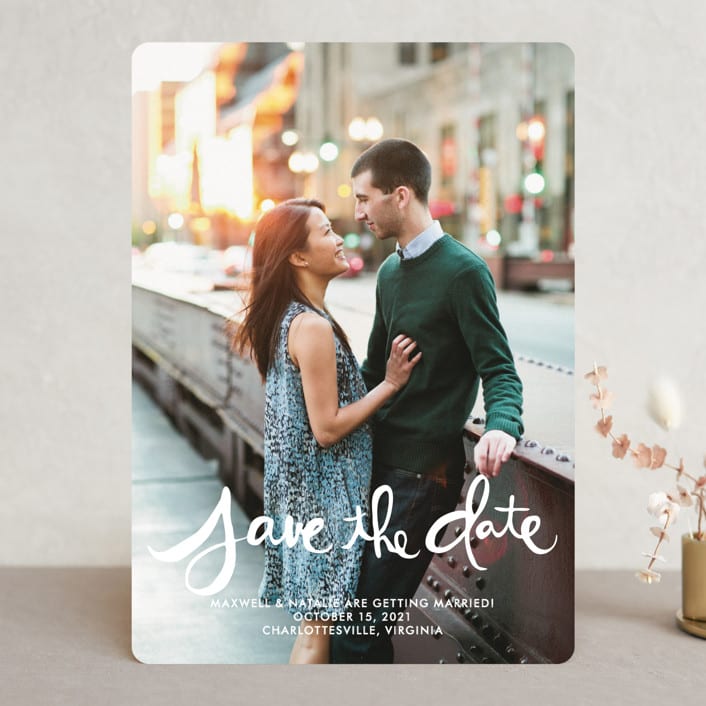 "Hand-Lettered" - Save the Dates in Lily by Dean Street - Front