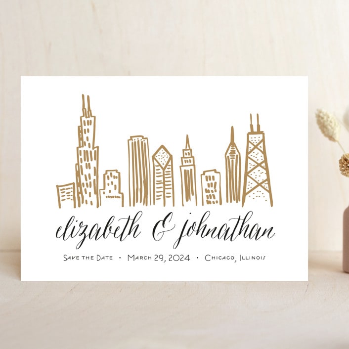 "Chicago Skyline" - Save the Dates in Gold Coast by Abby Munn - Front