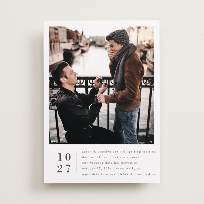 "Stacked Banner" - Save the Dates in Cotton by Amy Kross - Front