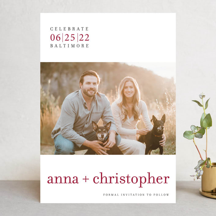 "float + celebrate" - Save the Dates in Maroon by Float Paperie - Front