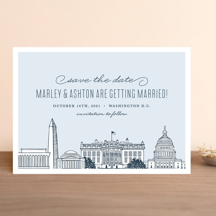 "Big City - Washington DC" - Save the Dates in Pale Blue by Hooray Creative - Front