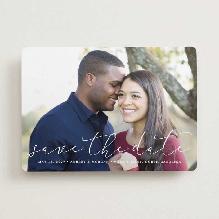 "Etched in love" - Save the Dates in Cloud by Stacey Meacham - Front
