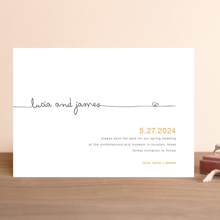 "The Happy Couple" - Save the Dates in Tangerine by R studio - Front