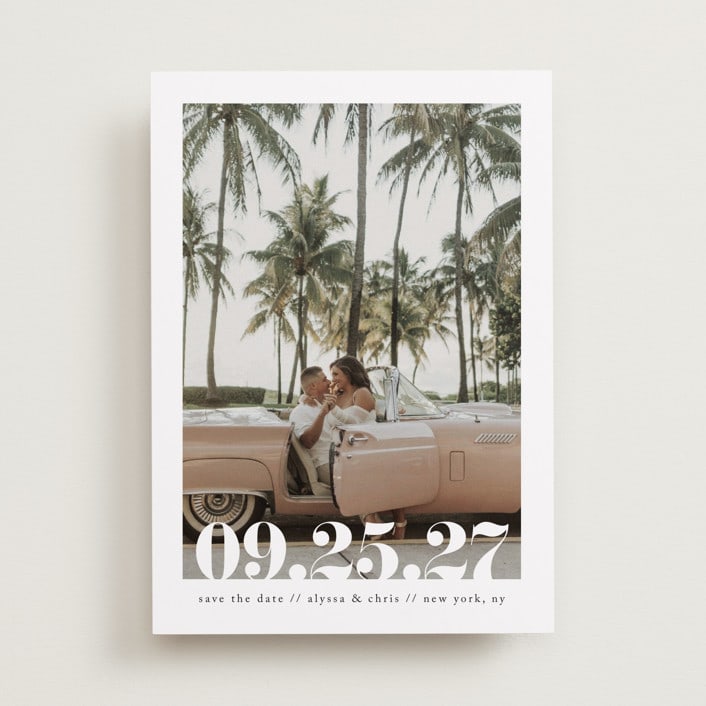 "Malibu Dreams" - Save the Dates in Linen by Ashley Cuccio - Front