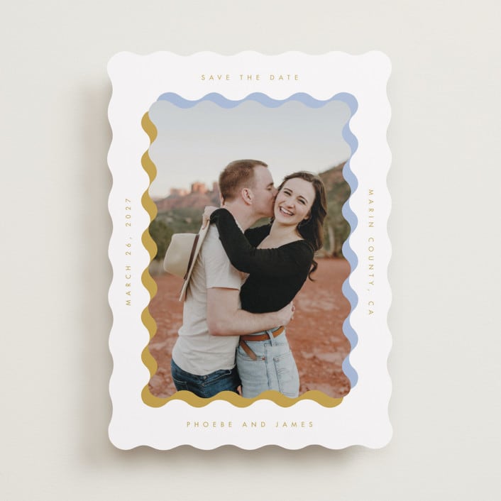 "wavy frame" - Save the Dates in Aqua by Baumbirdy - Front