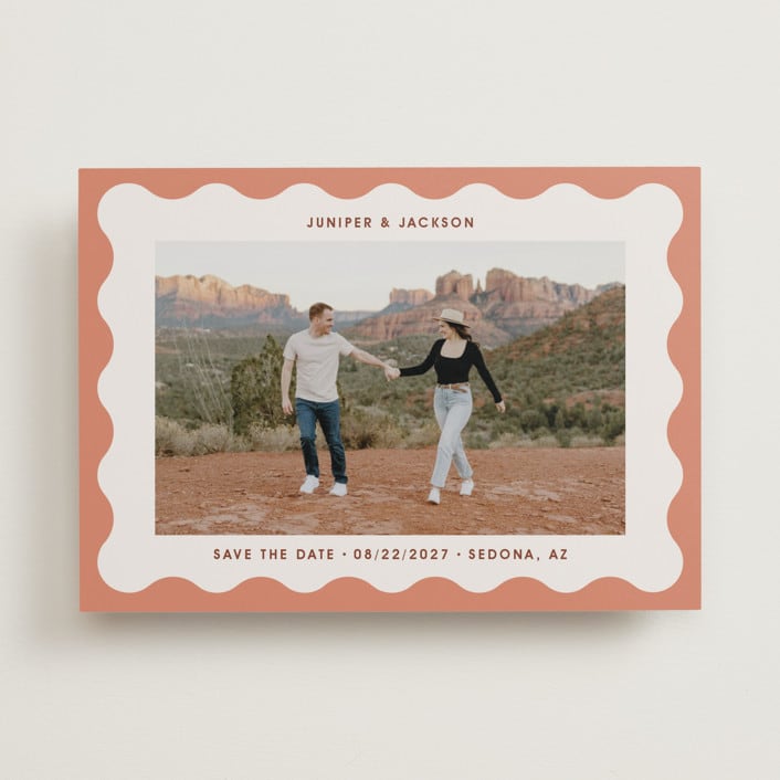 "wavy frame" - Save the Dates in Apricot by Kelly Watkins - Front