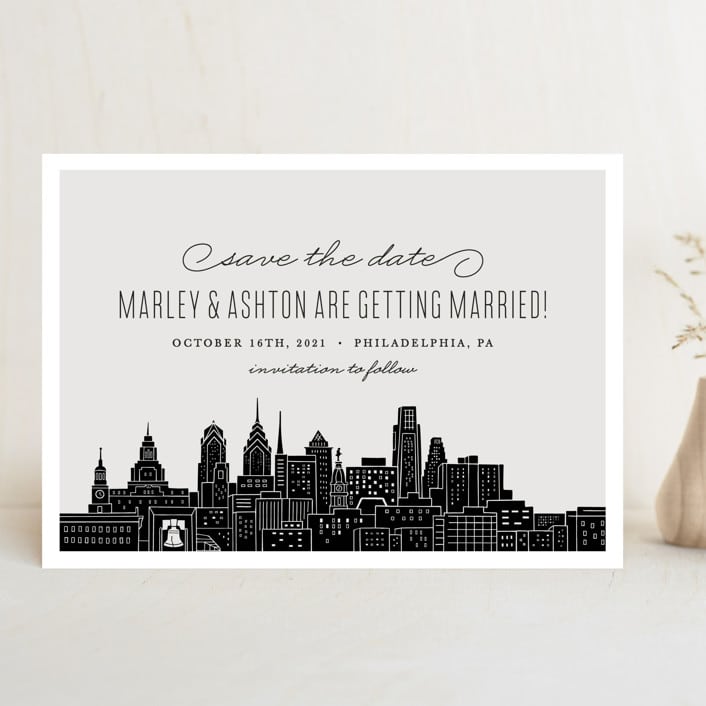 "Big City - Philadelphia" - Save the Dates in Light Taupe by Hooray Creative - Front