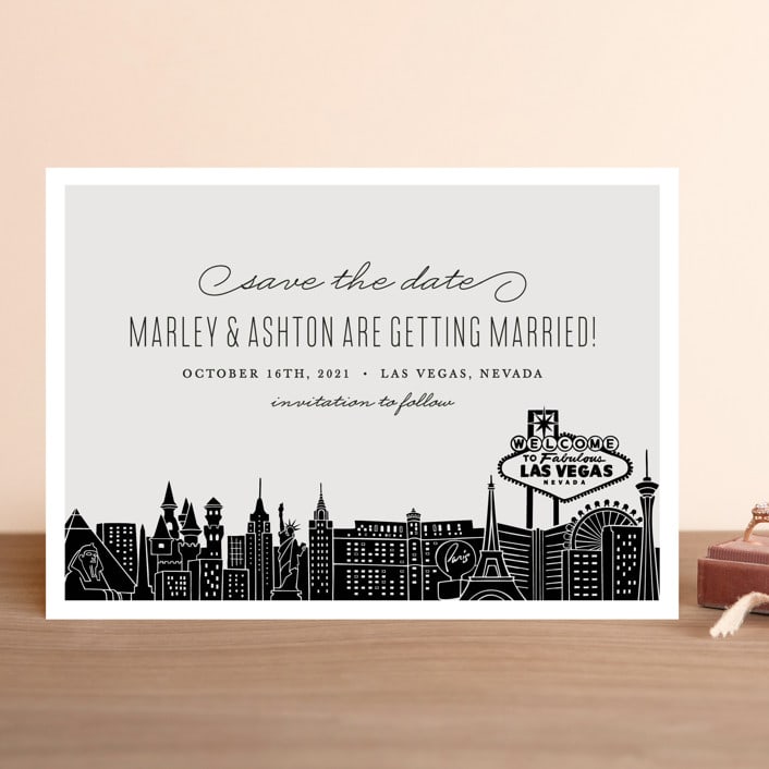 "Big City - Las Vegas" - Save the Dates in Light Taupe by Hooray Creative - Front