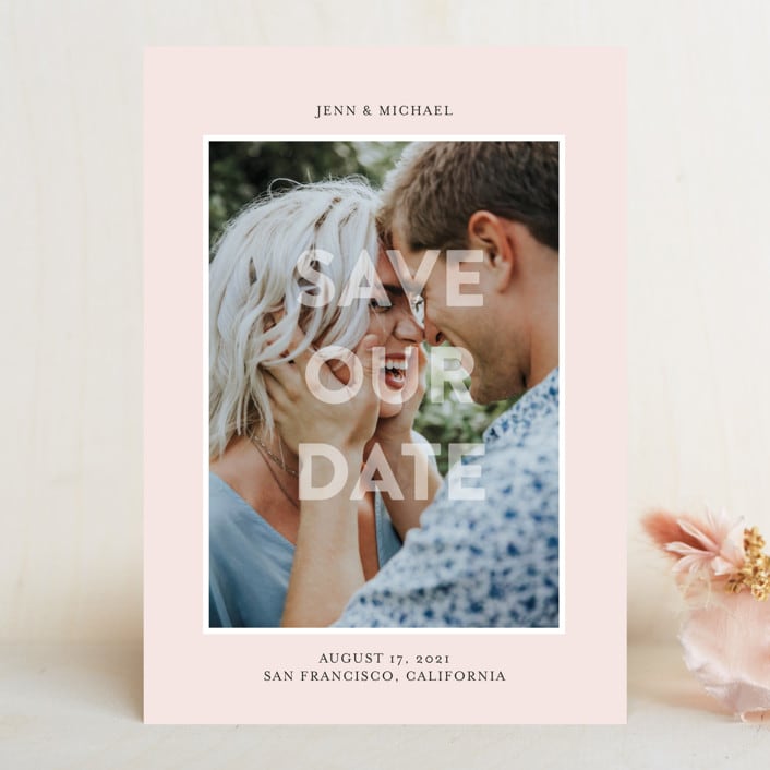 "In Love" - Save the Dates in Blush by Jessica Voong - Front