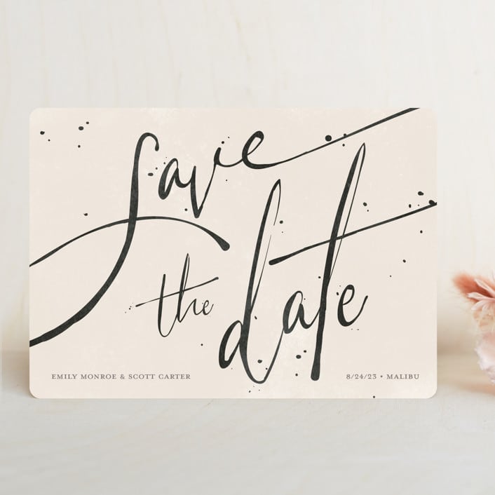 "Inky" - Save the Dates in Cream by GeekInk Design - Front