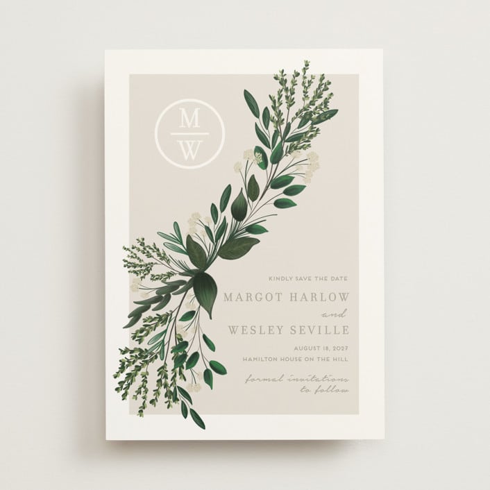 "Watermark" - Save the Dates in Taupe by Kaydi Bishop - Front