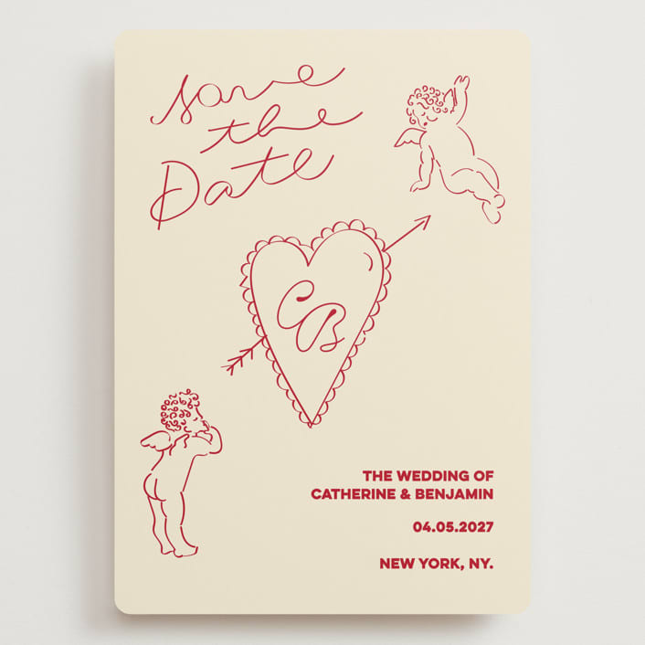 "Crazy Little Thing Called Love" - Save the Dates in Cream by Helena Vitto - Front